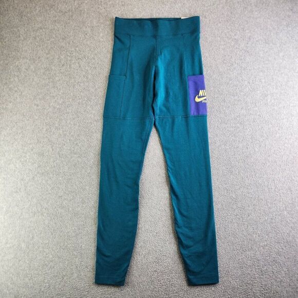 Nike Leggings Womens S Blue Tight Fit High Rise Full Length Sportswear Heritage - Picture 1 of 16